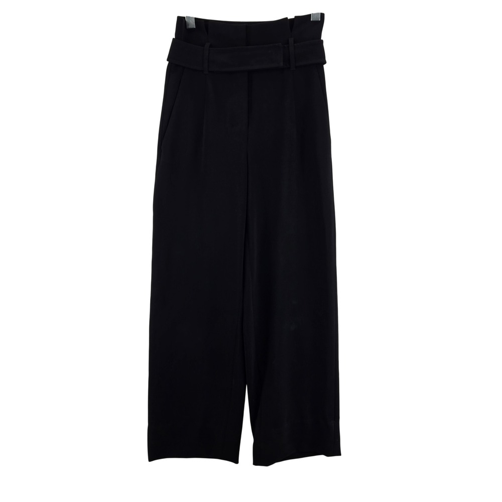 Babaton Womens Black High Waisted Belted Wide Leg Trousers Size 4 Aritzia